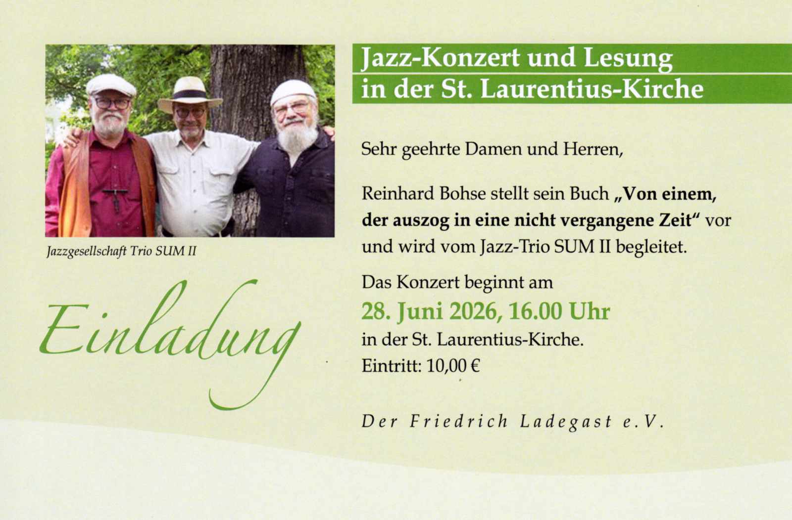 Jazz-Konzert und Lesung
